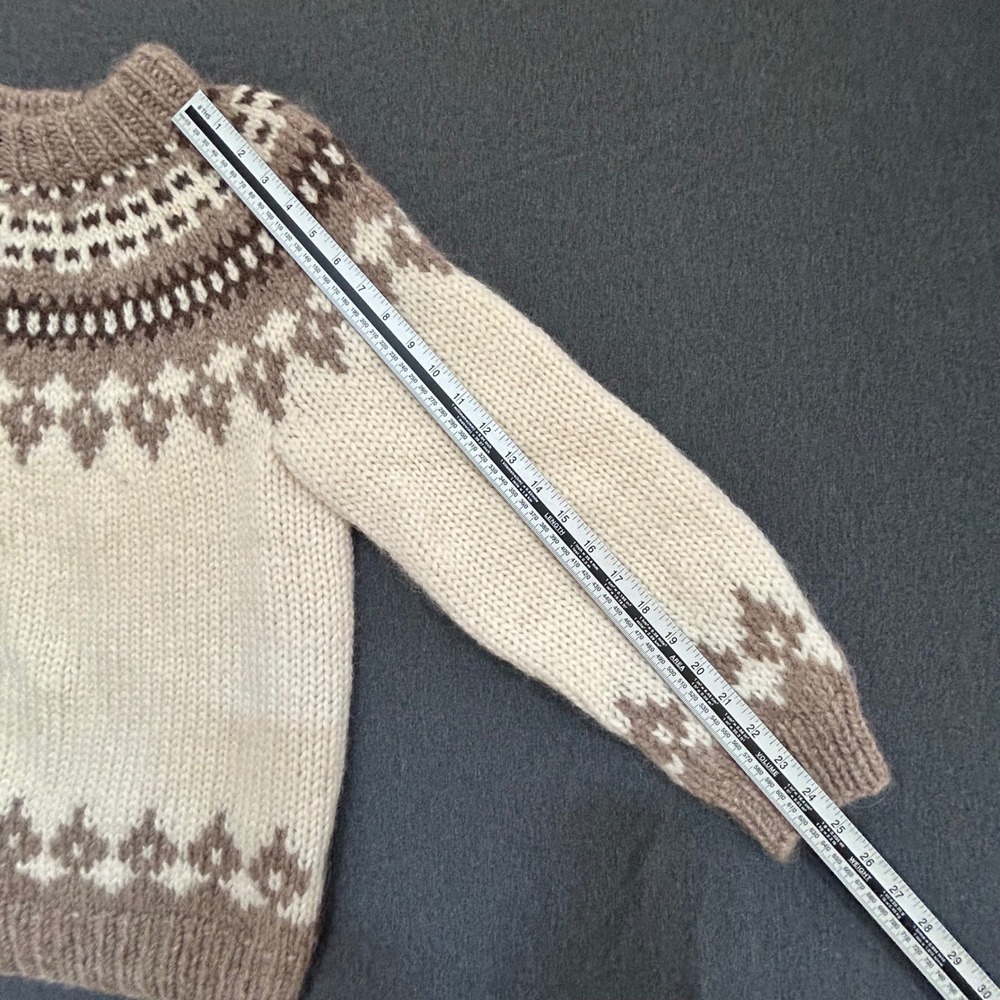 Hilda Ltd Made in Iceland 100% Pure Wool Sweater Women M Nordic Fair Isle Ivory - Picture 8 of 8